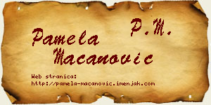 Pamela Macanović vizit kartica